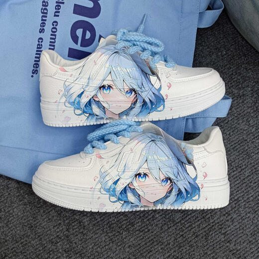 Gemeinsam Branding 2D Peripheral Funinga Herrenschuhe 2024 Frühling und Herbst Genshin Impact Schuhe Pfirsiche sind reife huili Ganyu High-Top-Schuhe (rosa blau) x2694d 35