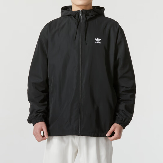 Adidas jacket men's hooded spring outdoor sportswear casual loose big logo clover windproof jacket IR9852 M