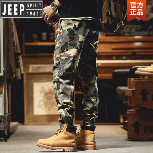 Jeep Spirit American Camouflage Hosen Männer Lose Krawatten im Freien Frühlings- und Herbsthosen Männer lässige Hosen Trendy Retro Work Hosen Männer A679 Tarnung Khaki 33 zwei Füße sechs