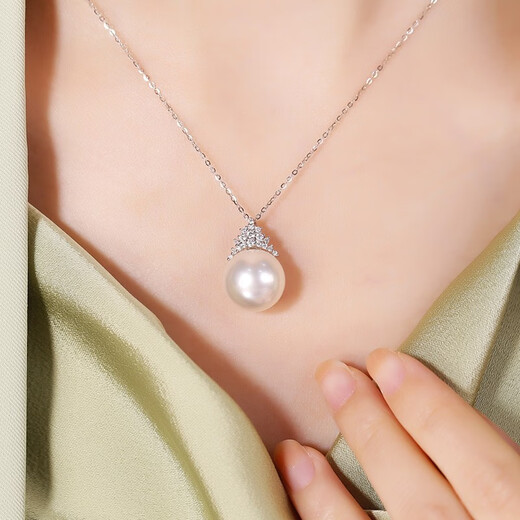 Fat Donglai's same style pearl pendant single natural freshwater necklace S925 silver large white pearl Ice and Snow Queen style white