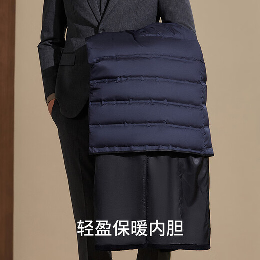 Antonio [Abnehmbarer Enten-Down-Liner] Leichte Luxus überknee Kaschmirmantel für Herren Winter Lange Wolle Maulbeer Seidenwolle Schwarz 3xl