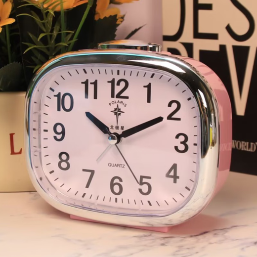Polaris Alarm Clock Net Creative Simple Fashion Night Light Student Children Elderly Home Desk Clock Bedside Bedroom Small Clock North Star Pink Silver Night Light Double Bell Snooze