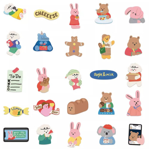 100 Korean dailylike stickers rabbit ins style mobile phone case high-looking DIY stickers Korean bear dailylike small stickers [100 pieces]