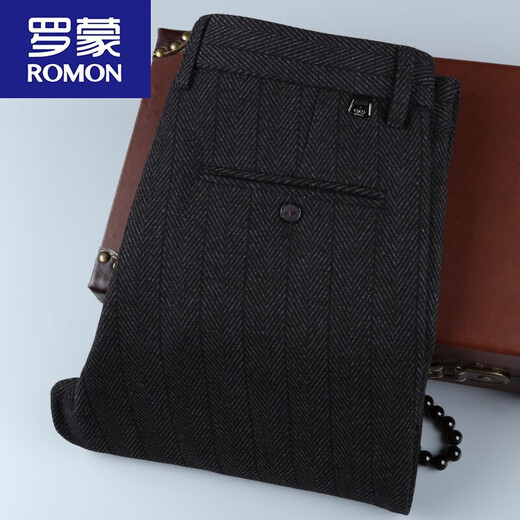 Romon-Männer-Casual Hosen Herbst und Winter mittleren Alters mit hohen T-T-Hosen-Hosen schlanker Legly-Hose Wollstreifenhose Männer A9905 Slim Fit Version 28 (2 Fuß 1)