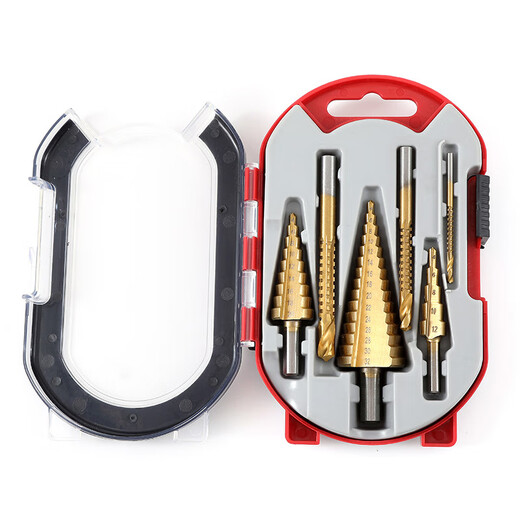 Mitzi CDK11 Pagoda Drill Serrated Drill 6-piece Set Titanium Plated Pagoda Drill Bit Woodworking Hole Expansion Grooving Pagoda Drill Plastic Box Set Pagoda Drill Serrated Drill 6-piece Set