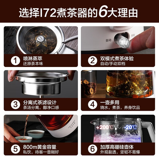 LIFE ELEMENT health kettle 0.8L office mini steam spray type automatic/manual double-speed tea kettle electric kettle private flower tea kettle I72