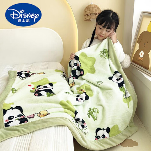Disney Cute Panda Blanket Type A Milk Velvet Newborn Baby Blanket Children's Small Blanket Cover Autumn and Winter Double Layer Thickened Panda Zaizai Soft Milk Velvet 100*120cm Infant and Child Style