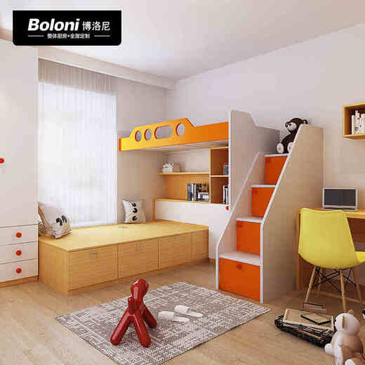 Customized bed, chair, desk, wardrobe and furniture combination for Bologna teenagers' bedroom space. Customized prepayment. Prepayment | Consult for details.