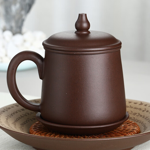 Junlixuan Zisha Cup Set Yixing Handmade Tea Cup with Filtered Tea Water Separation Four-piece Gift Box Gentleman Cup 420ml