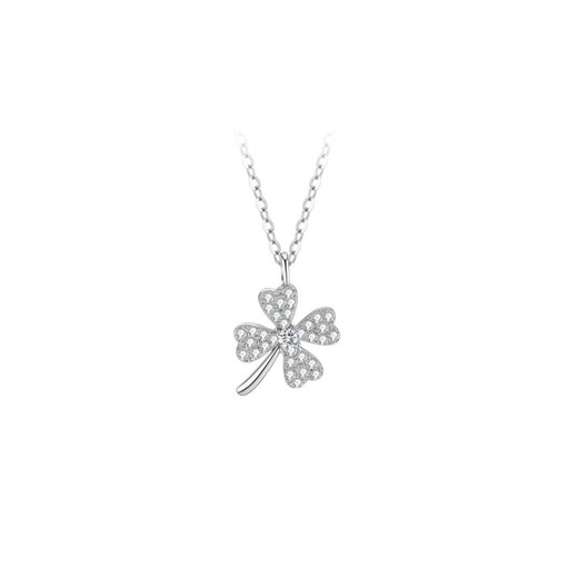 MZMZ Four-leaf Clover Necklace for Women Platinum PT950 Clavicle Chain Platinum Moissanite Diamond Birthday Anniversary Gift for Girlfriend National Warehouse Direct Delivery Lucky Four-leaf Clover Necklace-Platinum