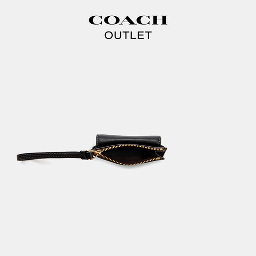 蔻驰（COACH）奥莱女士女包经典标志腕带卡包老花 IM/棕色/黑色