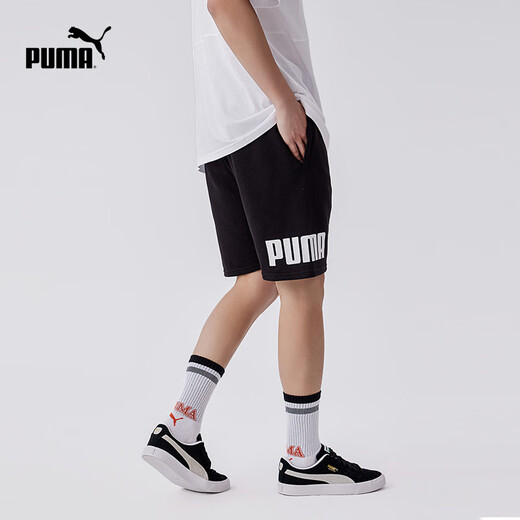 彪马（PUMA）宽松直筒印花跑步运动短裤男子夏季百搭休闲五分裤683443 黑色-01 2XL (190/86A)