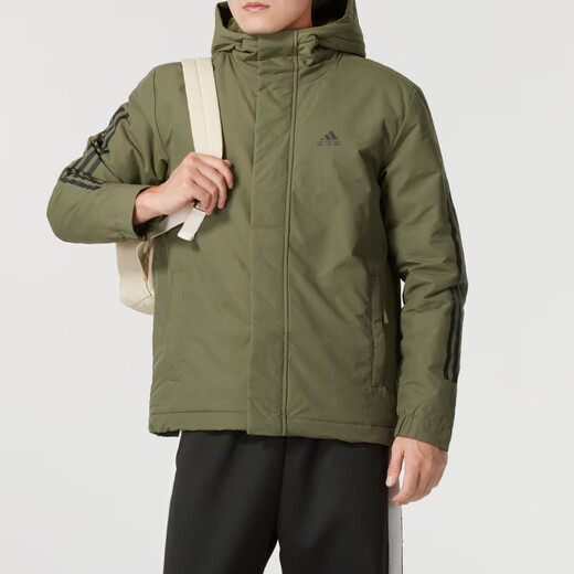 阿迪达斯 （adidas）外套男女棉服2024冬季新款户外防寒服宽松防风保暖连帽棉衣运动服 IV9230/岩层橄榄绿 XL