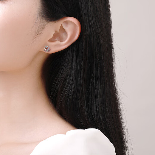 Saturday Fortune PT950 platinum earrings for women, dreamy and romantic star-moon encounter earrings for girlfriend 1.81g