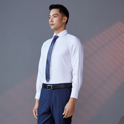 Camisa de manga larga joven Camisa blanca sin hierro Fabrica de algodón Anti-wrinking plano y fácil de cuidar el centro comercial del mismo estilo 41