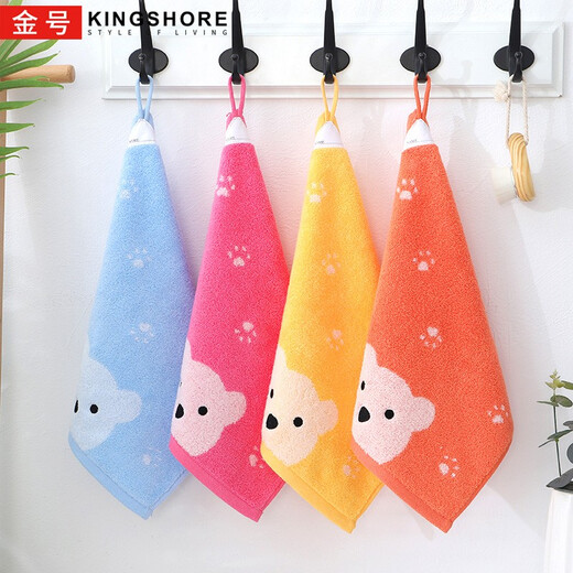 Gold number pure cotton cartoon couple children's household adult face washcloth kindergarten face washcloth lanyard square towel sweat-proof towel soft and absorbent 36*33CM (blue, red and yellow) 3 pack