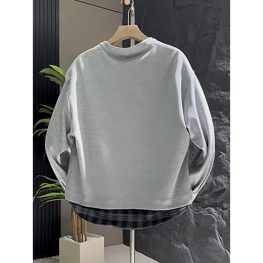 Pierre Cardin Autumn New Simple Fake Two-Piece Henley Collar Cardigan Sweater Men's Trendy Loose Versatile Fashion Casual Jacket Black M 100-120Jin Jin equals 0.5 kg