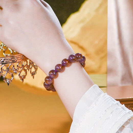 Eternal Symbol Natural Aurora Purple Titanium Crystal Bracelet Aurora 23 Crystal Plate Titanium Crystal for Men and Women Full of Titanium Gold Teeth Purple Red Women's Day Gift Graduation Jewelry Level Gold Teeth Aurora 14mm - Comes with Certificate