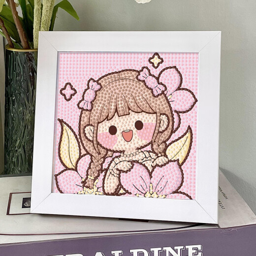 
He Jiagongdiy handmade diamond painting cartoon diamond painting full diamond sticker to give girlfriend bestie gift girl heart 7029+ canvas + diamond + tools + photo frame