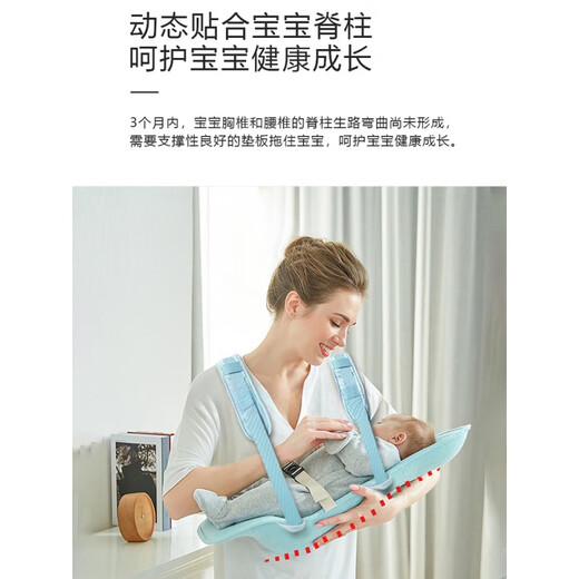 博比龙德国新生儿背带横抱娃神器前抱式小月龄宝宝0-3月婴儿抱抱托外出 婴儿网兜背带-纯灰色【透气款】