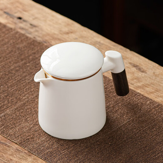 Yuanxi mutton-fat jade white porcelain teapot single pot large tea water separation high-end ceramic Kung Fu tea set anti-scalding tea making 400ml 01 mutton-fat jade Muyun three-piece set