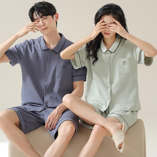 Modal couple pajamas men and women's summer short-sleeved shorts 2025 new style for outdoor wear couples students' home clothes suit 12806+12706 Women XL+Men's L