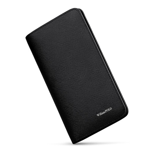 
WILLIAMPOLO Emperor Paul 17cm men's long wallet card bag thin style without folding whole 100 yuan cowhide card bag black cross pattern simple length 17.2cm