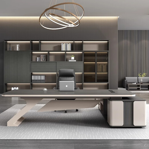 Guiqiu painted boss desk office desk simple modern leadership chairman president desk executive desk office desk and chair combination 2.4 meters boss table + boss chair + side cabinet