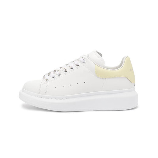 Alexander McQueen 24 Automne et hiver à lacets à manches larges pour femmes Sneakers décontractés à selle épaisse et chaussures blanches Couples 718139 WHGP5 3523 blanc clair jaune 34