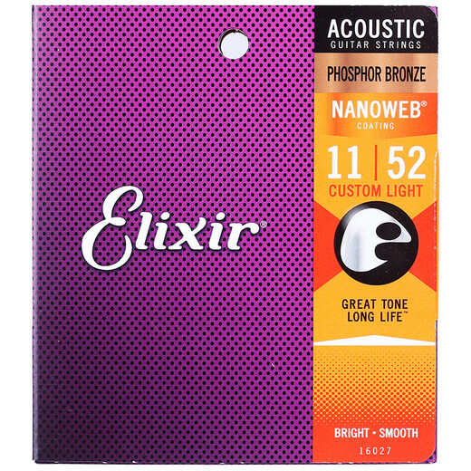 Elixir-Gitarrenstrings, Phosphorbronzebeschichtete, Folk-Gitarren-String-Set, Elixir-Saiten, amerikanischem Anti-Rust 16027 verbessertes Vakuum (geeignet für die Aufbewahrung)