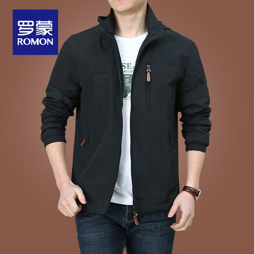 Romon Outdoor Jacke Herrenjacke Herbst und Winter im mittleren Alter Herbst Herbst Kleidung plus Samtjacke Herren Frühling und Herbst Dicke 9898 Schwarzer Stil plus Samt 2xl