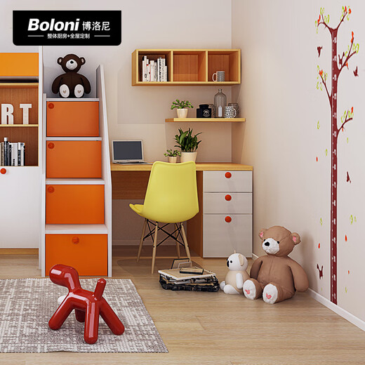 Customized bed, chair, desk, wardrobe and furniture combination for Bologna teenagers' bedroom space. Customized prepayment. Prepayment | Consult for details.