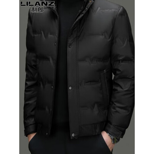L Lilang's down jacket men's winter stand collar business casual young and middle-aged short lightweight fashionable jacket men's black 2369 3XL