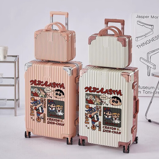 Chuangjingyi chooses luggage box mother box crayon Xiaoxin suitcase box mother box aluminum frame password box Japanese cartoon large capacity universal 1283 (aluminum frame model) white and black 20-inch [can be boarded] suitable for 1-3 days*