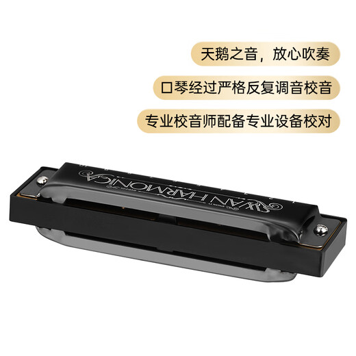 天鹅（SWAN）10孔布鲁斯口琴升级款黑色C调