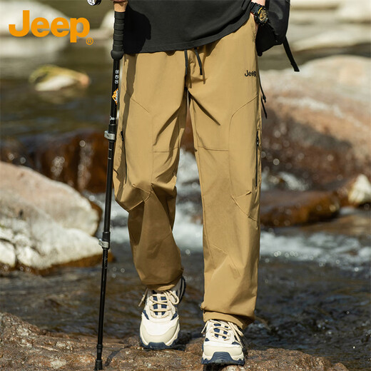 JEEP Casual Pants Men's Autumn and Winter Straight Pants Men's Loose Trendy Overalls Men's Pants Brown XL