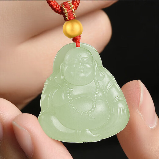 Phoenix Jewelry Hotan Jade Buddha Pendant Ice Bottom Clear Water Maitreya Buddha Natural Jade Necklace Women's Birthday Gift
