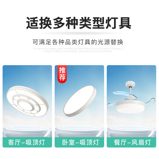 XMSJFSL Foshan lighting ceiling light LED wick replacement core circular lamp panel lamp plate household bedroom light strip ring high bright round 24W white light 12182 packages
