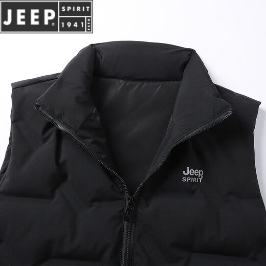 JEEP SPIRIT羽绒马甲男秋冬外穿轻薄短款无袖羽绒服男士休闲运动外套 绿色 2XL 建议145-160斤