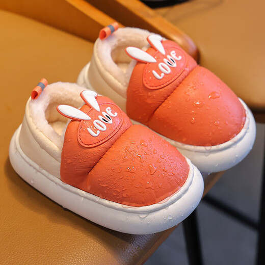 Xin Yueqing children's cotton slippers autumn and winter waterproof non-slip boys' bag heel cotton shoes girls warm home indoor baby slippers pink size 30-31 (inner length 20cm)