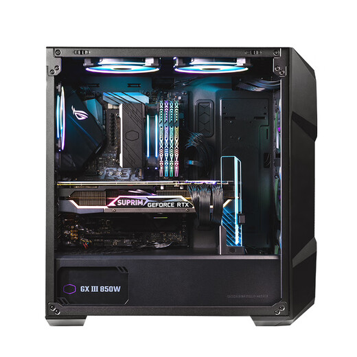 CoolerMaster TD500MESHV2 black EATX computer mid-tower chassis, punched front panel/steel glass side panel/dual 360 water cooling positions/with 3ARGB fans