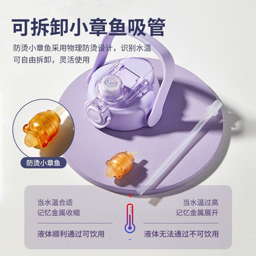 富光茶马仕保温杯大容量男女学生大肚杯316不锈钢带吸管礼品定制杯子 1100ML 熏衣紫