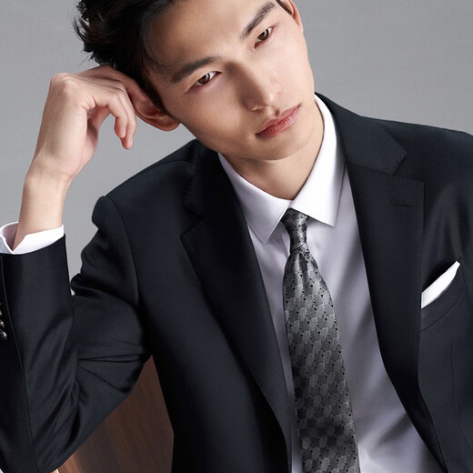 Angel Bird Suit Men's Autumn Business Casual Wool Two-button Suit Suit with Mulberry Silk Suit Jacket Navy Serge 50 B(180/104) /Please note waist or trousers