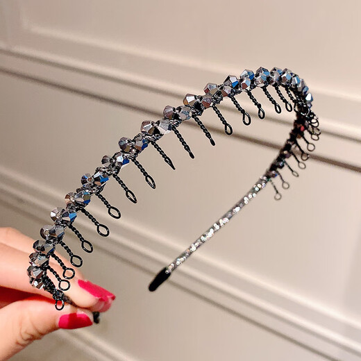 LEMIAO LEMIAO Light luxury rhinestone toothed anti-slip hairband bangs broken hair artifact versatile headband hairpin princess style champagne color A05-302