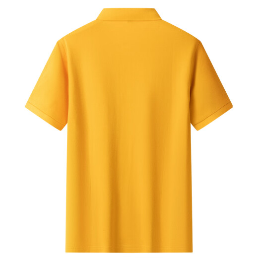 Limeng (Limeng) Baumwollkugelboden kurzärmeligte T-Shirt für Herrenfarbhemd Paul Hemd Großgröße T-Sleeved Shirt Trendy 100% Baumwollgelb 180