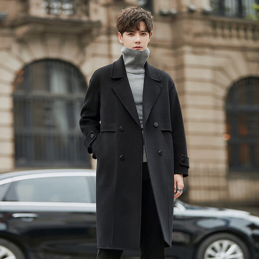 Pierre Cardin Cardin Wollmantel Herren mitten in Winter koreanischer Stil überknee doppelseitig Wollmantel Herren-Doppelbrust Wollmantel Herrengrau-grün xl