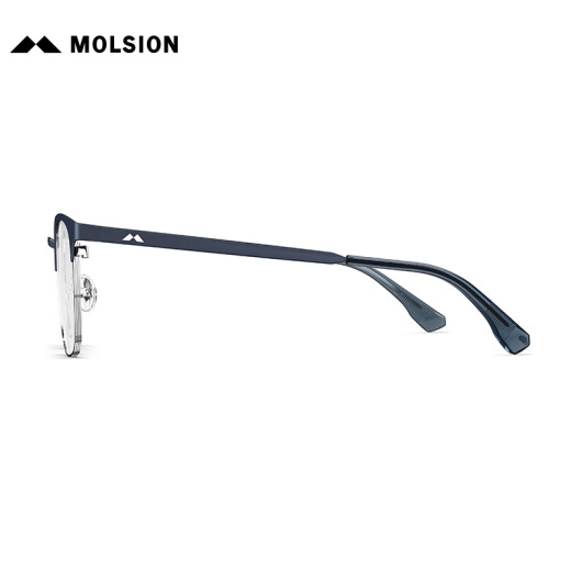 MOLSION myopia glasses men's D-shaped women's model can be matched with a certain number glasses frame anti-blue light MJ7371 B70 silver upper eyebrow matte dark blue frame +0 yuan with 0-degree anti-blue light lens