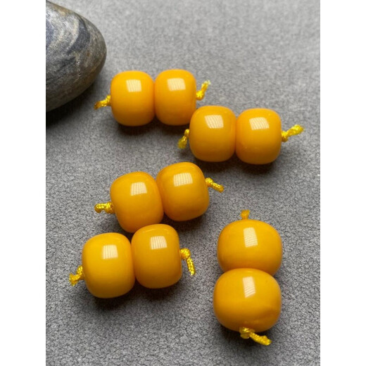 Musi raw mineral beeswax old type barrel beads single bead loose beads separated beads Buddhist beads bracelet single bead amber bracelet full density chicken oil yellow old type barrel.8mm/single