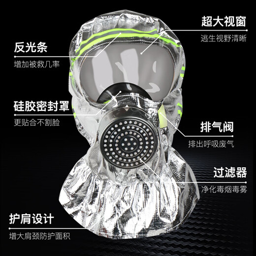 Zhongjia Woan fire mask national standard 3C certified anti-virus and anti-smoke mask fire escape full face filter respirator shawl style TZL30B filter fire mask