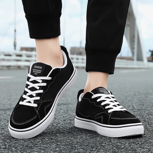 Changxiang Huili Herrenschuhe Frühling und Sommer 2025 Neue leichte, atmungsaktive Leinwandschuhe Hong Kong Style Trendy-vielseitige Schuhe Herrensportschuhe YJ-646 Black 40